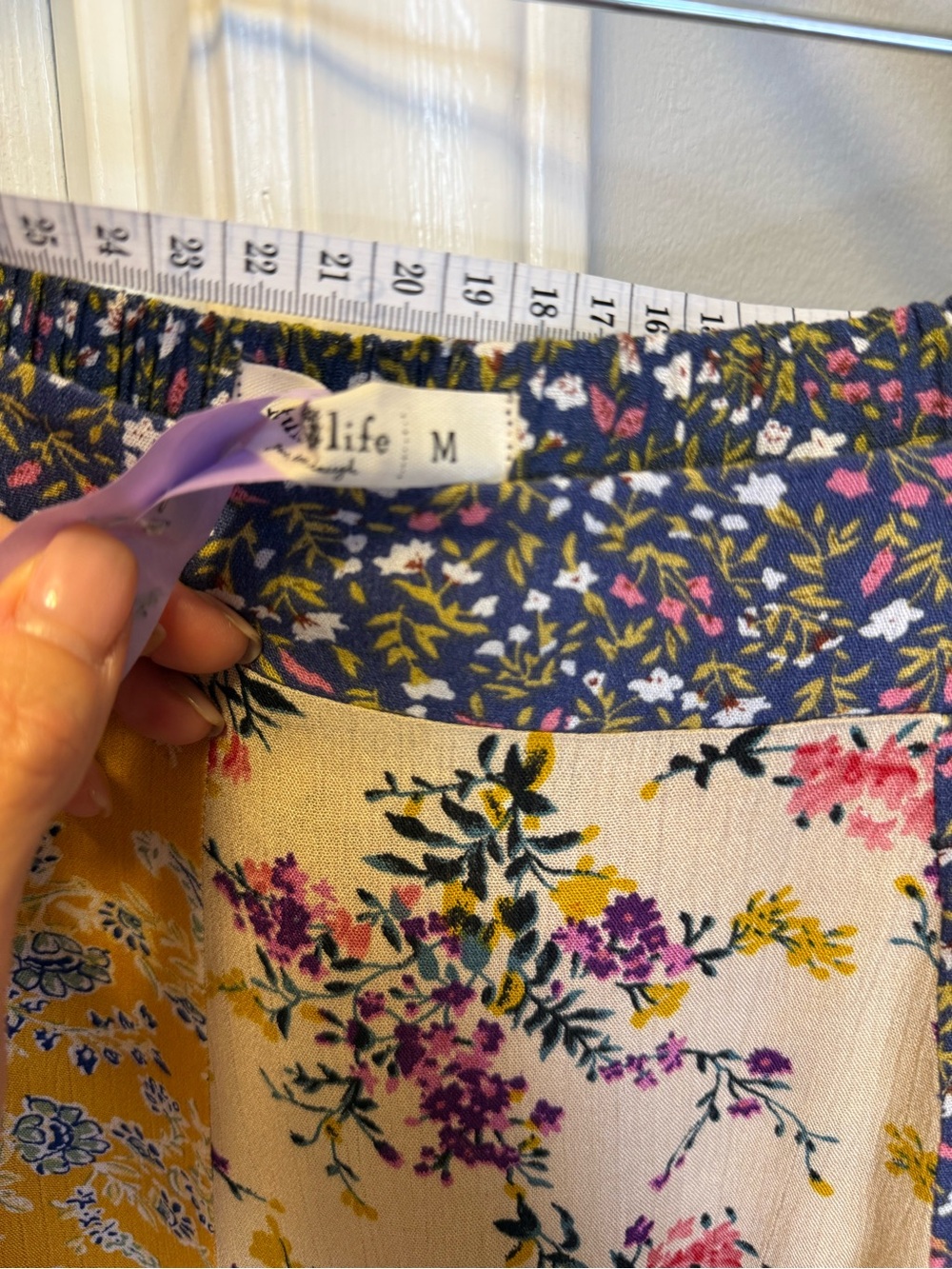 NATURAL LIFE Mixed Floral Patchwork Maxi Skirt - Yellow, Cream, Purple - Picture 4 of 7